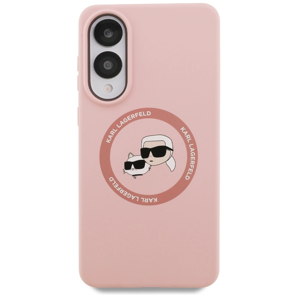 Karl Lagerfeld Silicone Nauble Heads And Circle MagSafe Case for Samsung Galaxy S25 Edge - Pinkeng