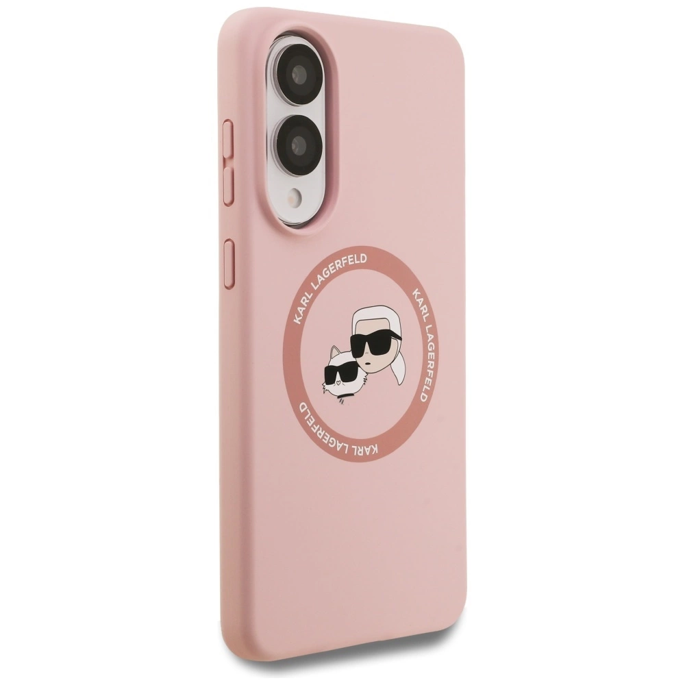 Karl Lagerfeld Silicone Nauble Heads And Circle MagSafe Case for Samsung Galaxy S25 Edge - Pinkeng