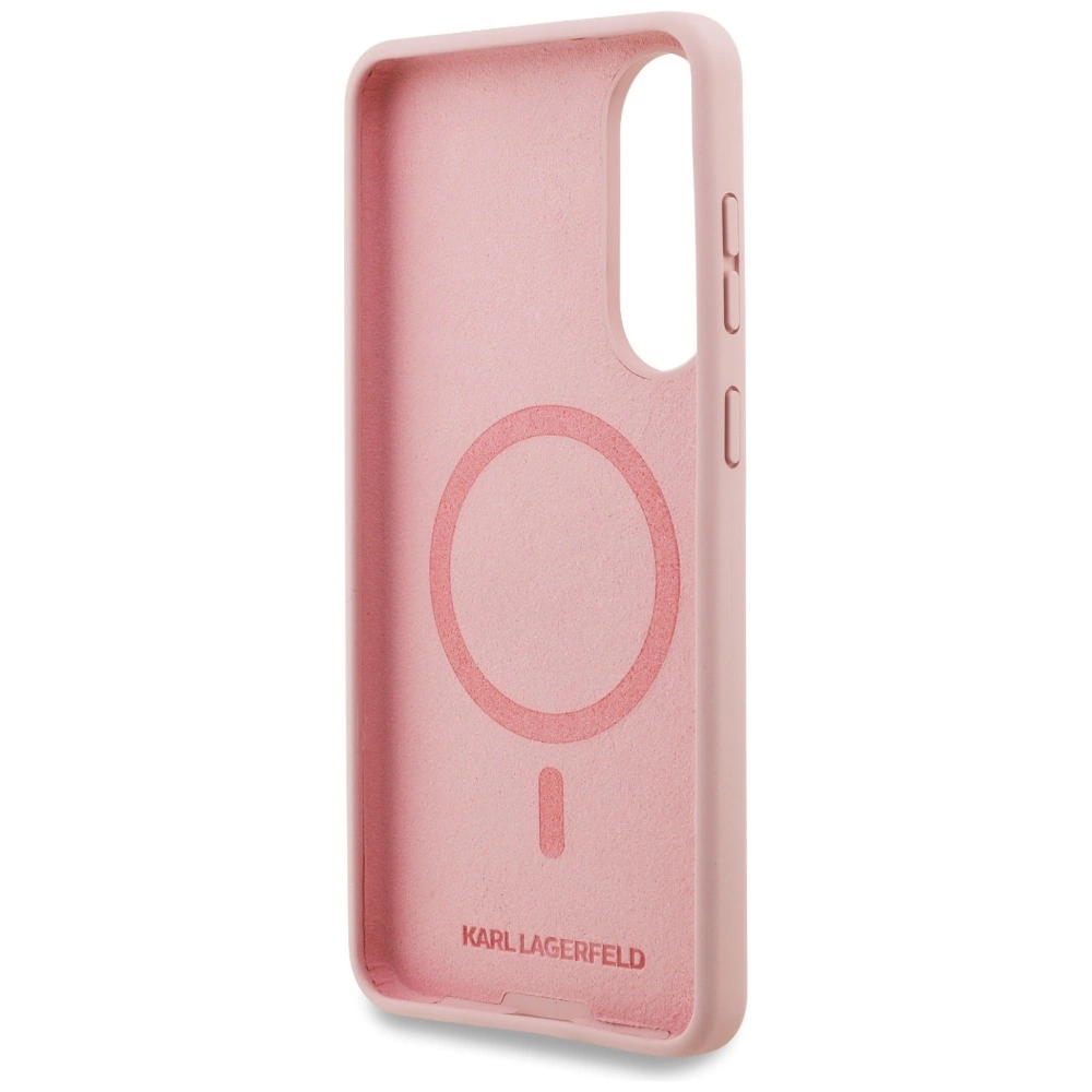 Karl Lagerfeld Silicone Nauble Heads And Circle MagSafe Case for Samsung Galaxy S25 Edge - Pinkeng