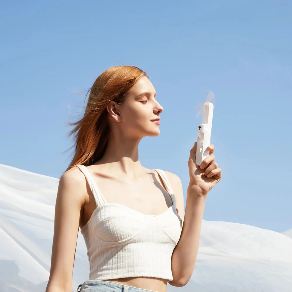 Jisulife Handheld Fan Life8 Plus Portable USB Fan with Power Bank Function 4500mAh and Flashlight - Whiteeng