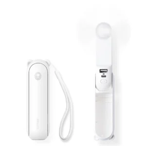 Jisulife Handheld Fan Life8 Plus Portable USB Fan with Power Bank Function 4500mAh and Flashlight - Whiteeng