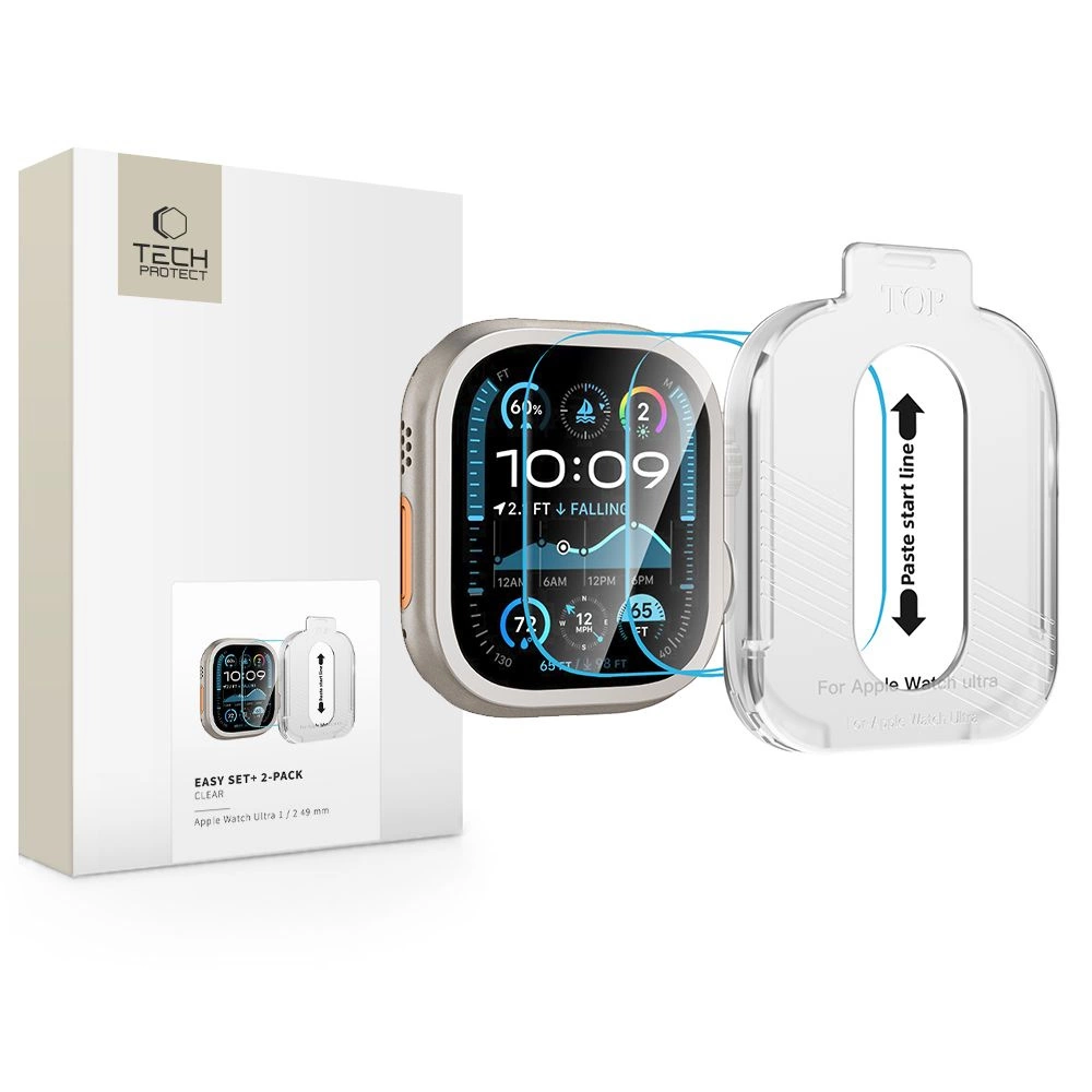 Tech-Protect Easy Set+ Tempered Glass 2-pack for Apple Watch Ultra 1/2 49mm - Cleareng