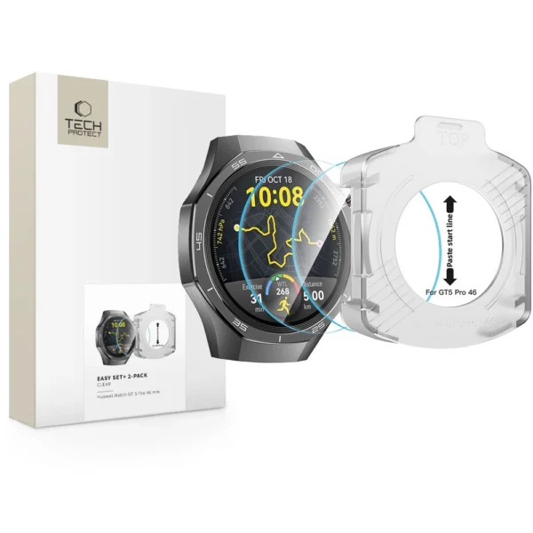 Tech-Protect Easy Set+ 2-pack tempered glass for Huawei Watch GT 5 Pro 46 mm - transparenteng