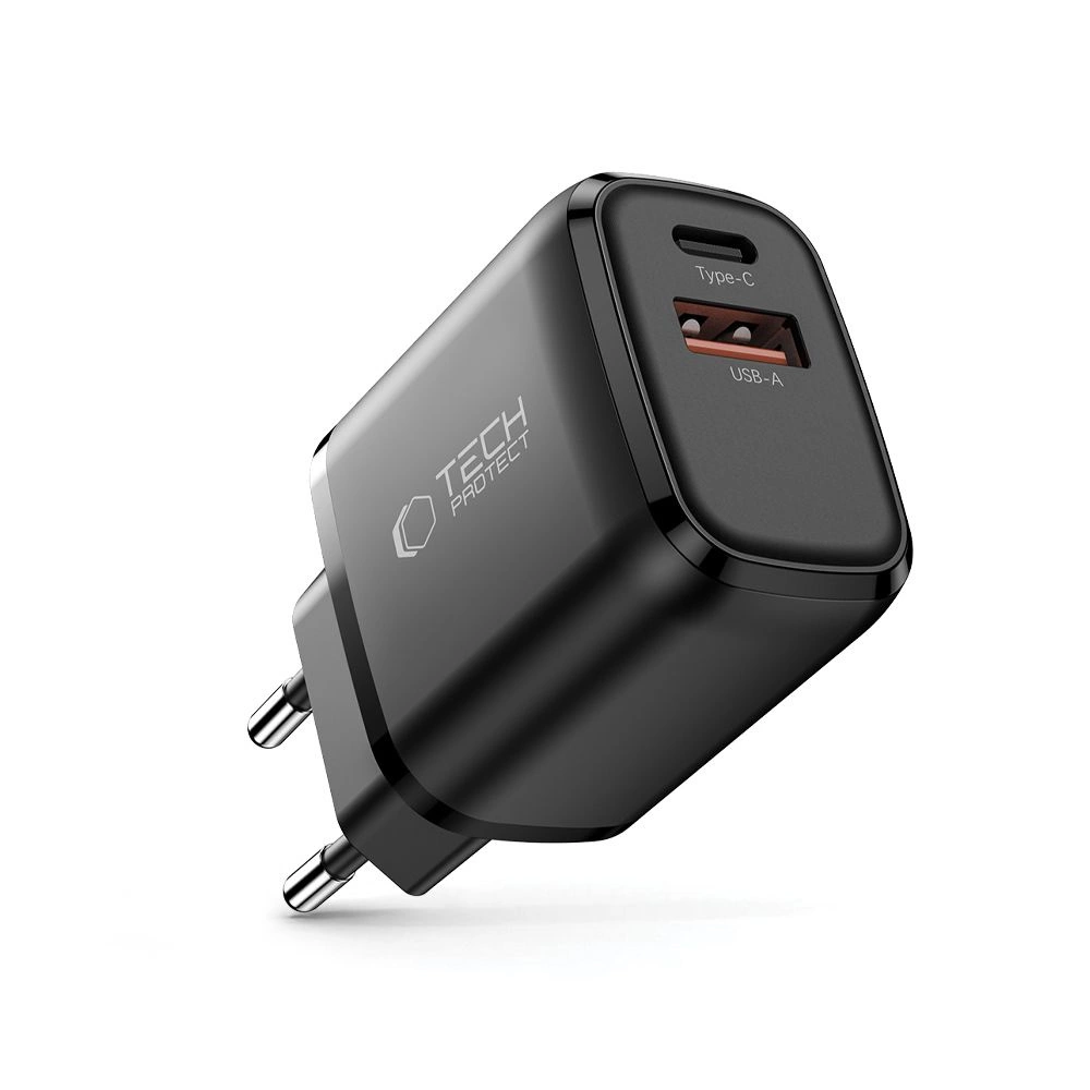 Tech-Protect NCA20 PD 20W / QC3.0 USB-A / USB-C wall charger - blackeng