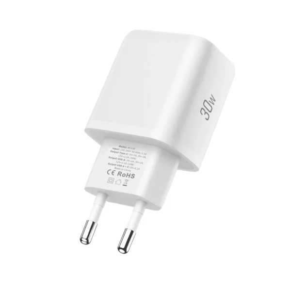 Tech-Protect NCA30 PD 30W QC3.0 USB-A / USB-C Wall Charger + USB-C / Lightning Cable 100cm - Whiteeng