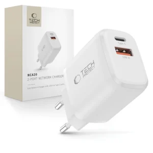 Tech-Protect NCA20 PD 20W QC3.0 USB-A / USB-C Wall Charger - Whiteeng