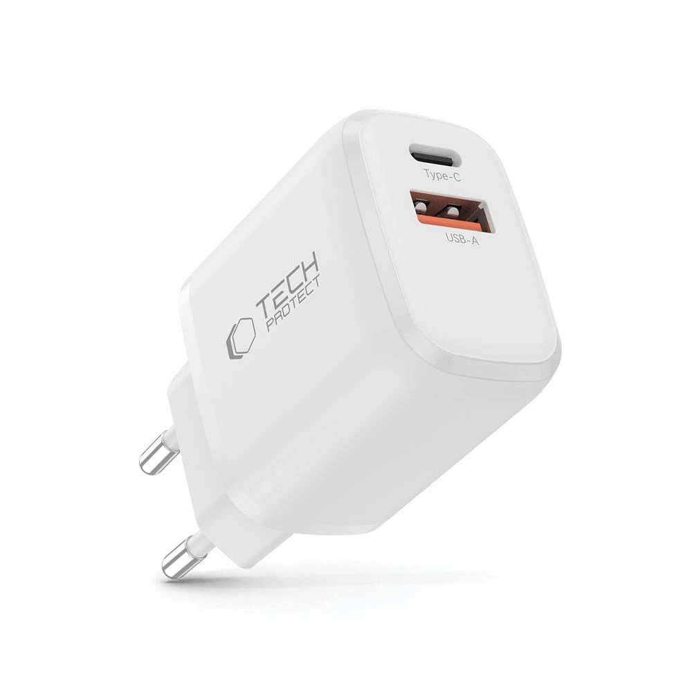 Tech-Protect NCA20 PD 20W QC3.0 USB-A / USB-C Wall Charger - Whiteeng