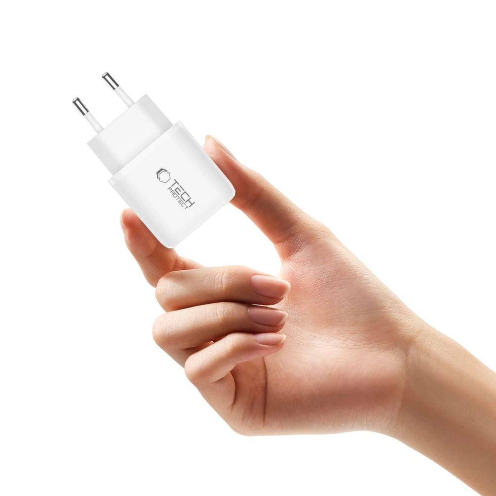 Tech-Protect NCA20 PD 20W QC3.0 USB-A / USB-C Wall Charger - Whiteeng