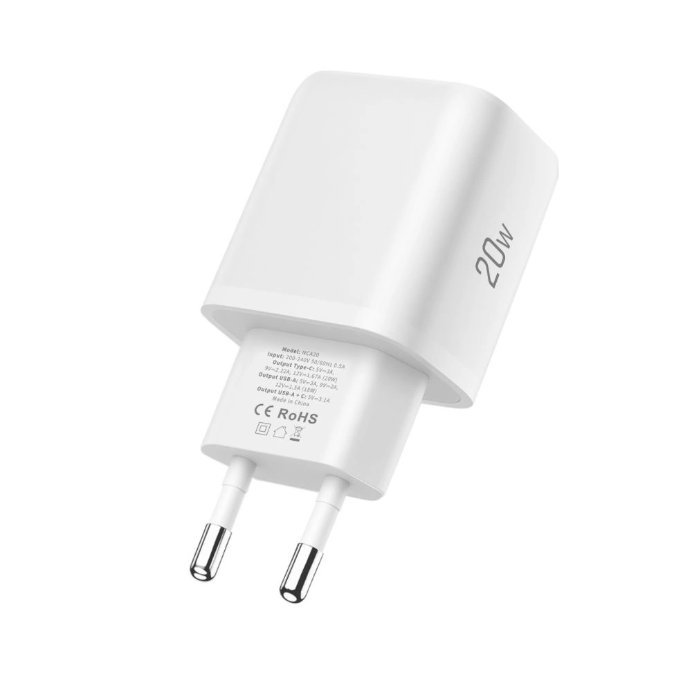 Tech-Protect NCA20 PD 20W QC3.0 USB-A / USB-C Wall Charger + USB-C / Lightning Cable 100cm - Whiteeng