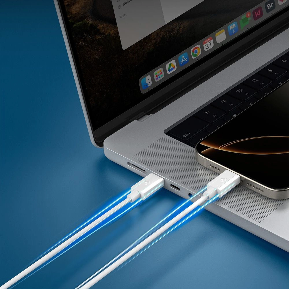 Spigen EB6020CC 60W Cable + USB-C / USB-C Cable 200 cm - Whiteeng