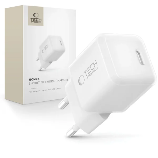 Tech-Protect NCM25 USB-C PD 25W Wall Charger - Whiteeng