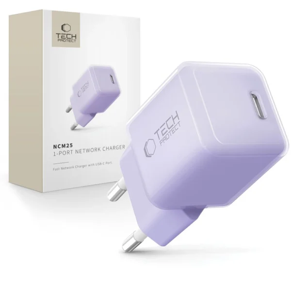 Tech-Protect NCM25 USB-C PD 25W Wall Charger - Purpleeng