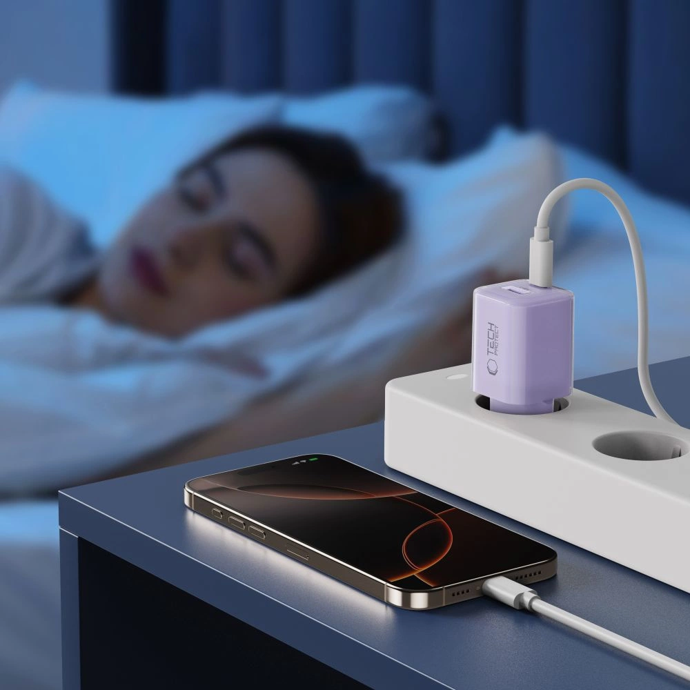 Tech-Protect NCM33 PD 33W QC3.0 USB-C / USB-C Wall Charger - Purpleeng
