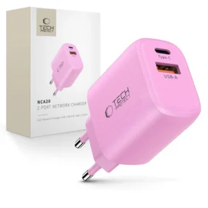 Tech-Protect NCA20 PD 20W QC3.0 USB-A / USB-C Wall Charger - Pinkeng