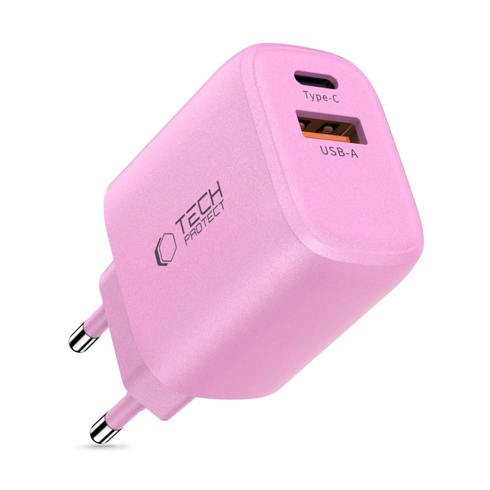 Tech-Protect NCA20 PD 20W QC3.0 USB-A / USB-C Wall Charger - Pinkeng