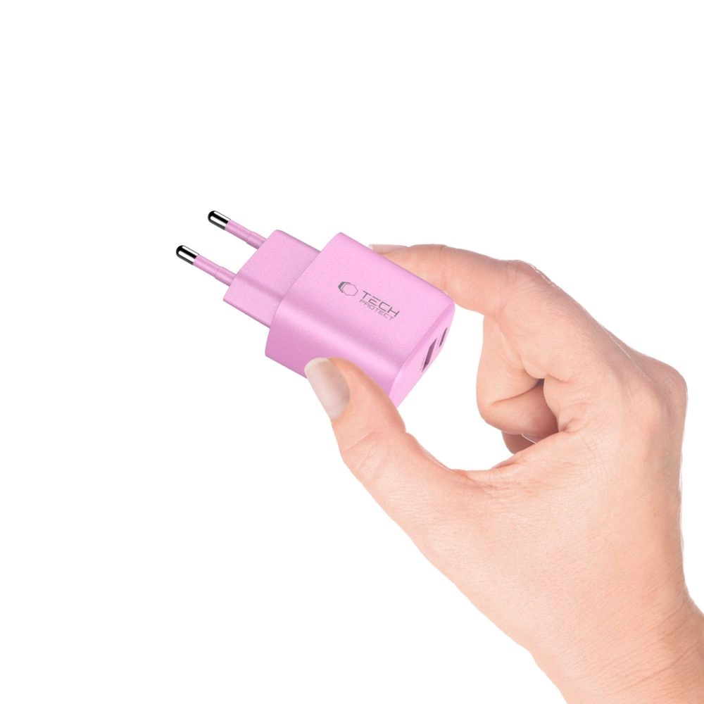Tech-Protect NCA20 PD 20W QC3.0 USB-A / USB-C Wall Charger - Pinkeng