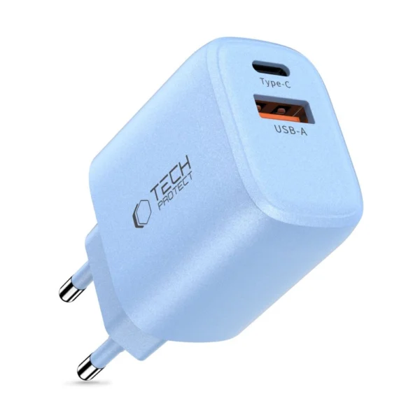 Tech-Protect NCA30 PD 30W QC3.0 USB-A / USB-C Wall Charger - Blueeng