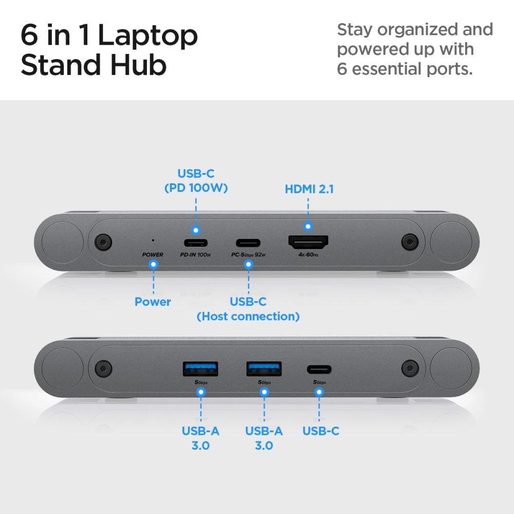 Spigen LD204H Stand + Hub 6-in-1 - Grayeng