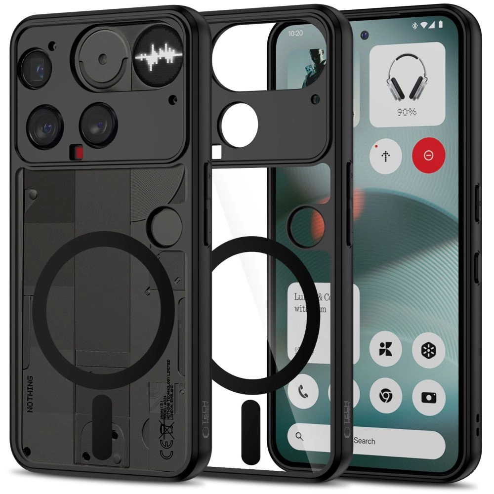 Tech-Protect MagMat MagSafe Case for Nothing Phone 3 - Black and Cleareng