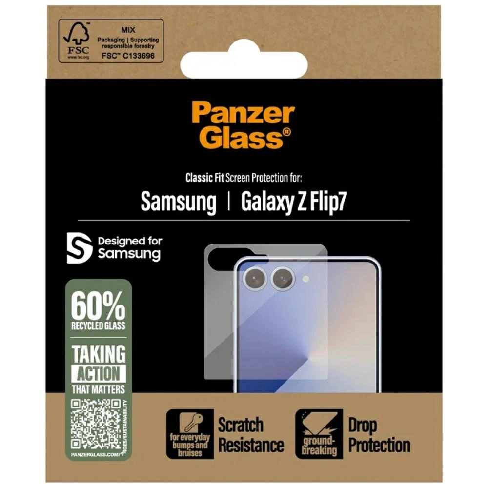 PanzerGlass Classic Fit Tempered Glass for Samsung Galaxy Z Flip7eng