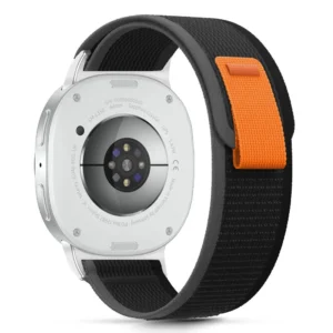 Tech-Protect Nylon Stripe Strap for Samsung Galaxy Watch 40/44/46 mm - Black and Orangeeng