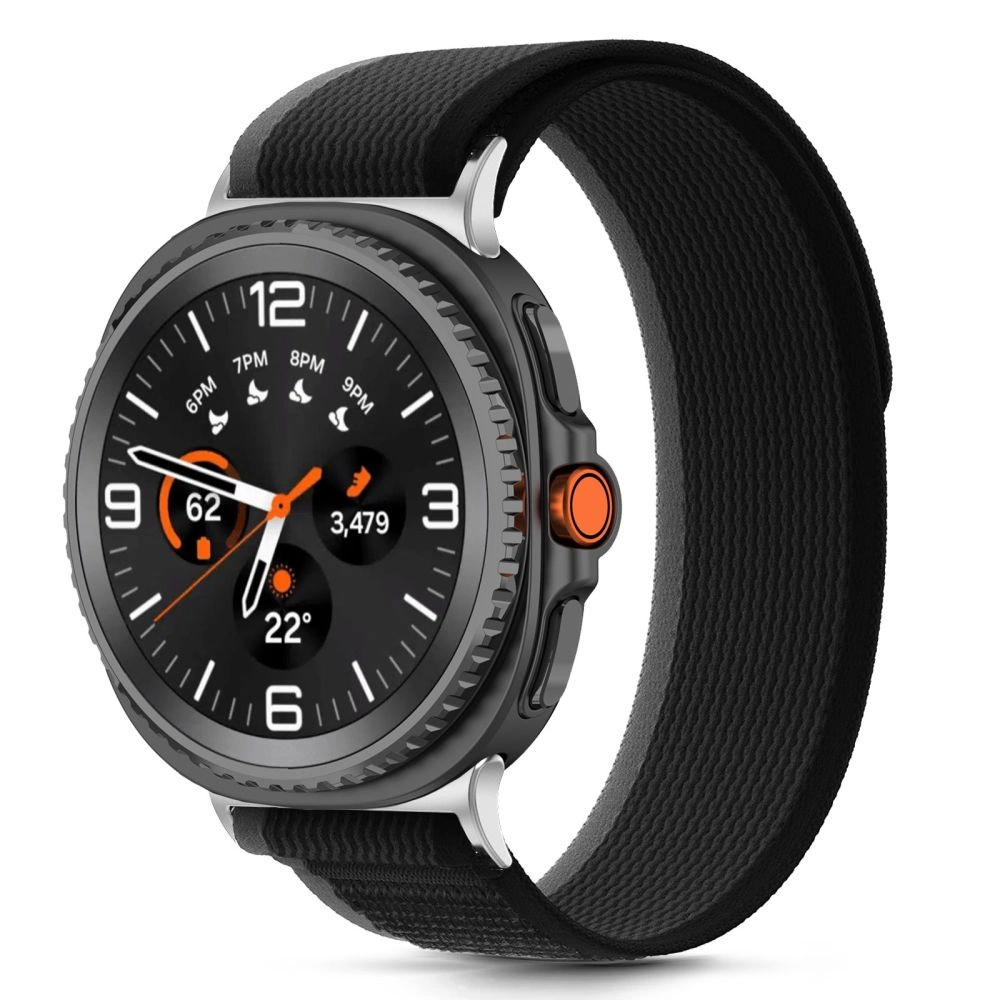 Tech-Protect Nylon Stripe Strap for Samsung Galaxy Watch 40/44/46 mm - Black and Orangeeng