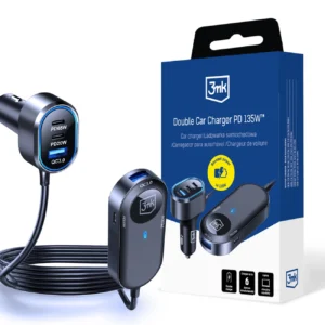 3mk Double Car Charger 135W PD QC PPS USB-C USB-A - Blackeng