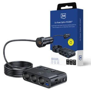 3mk Car Power Splitter PD 120W™ QC PPS UCB-C USB-A Car Charger for 7 Devices - Blackeng