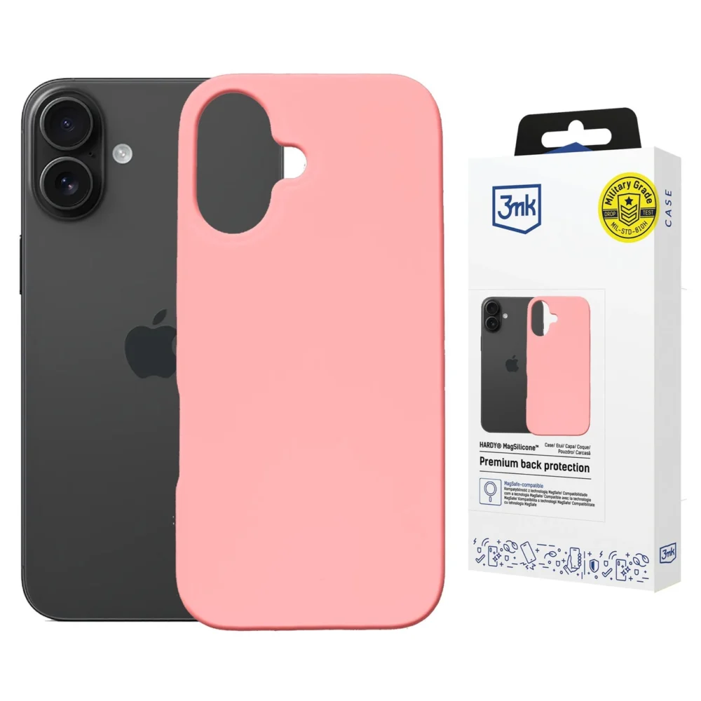 3mk Hardy MagSilicone Case for Apple iPhone 16 - Pinkeng