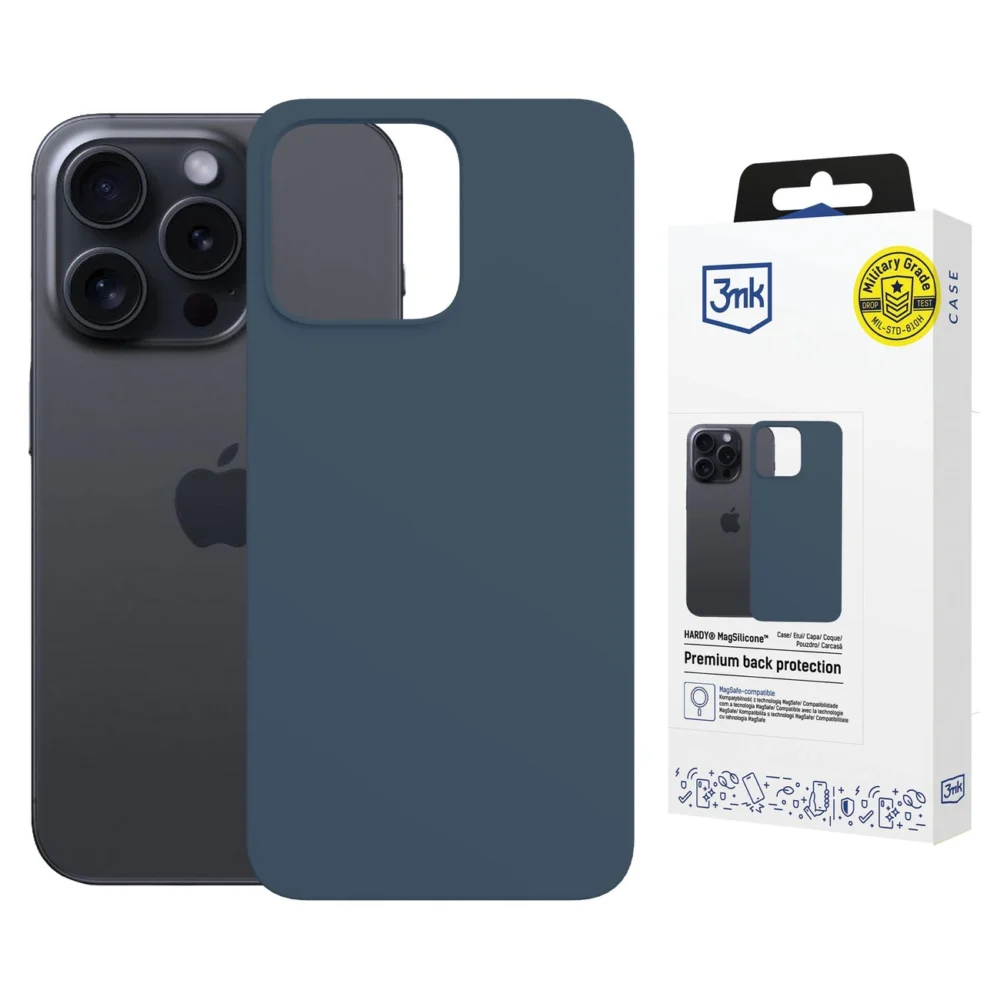 3mk Hardy MagSilicone Case for Apple iPhone 15 Pro Max - Navy Blueeng
