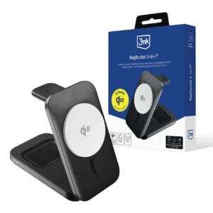 3mk MagRocket 3-in-1 15W Qi2 MPP MagSafe Wireless Charger - Blackeng