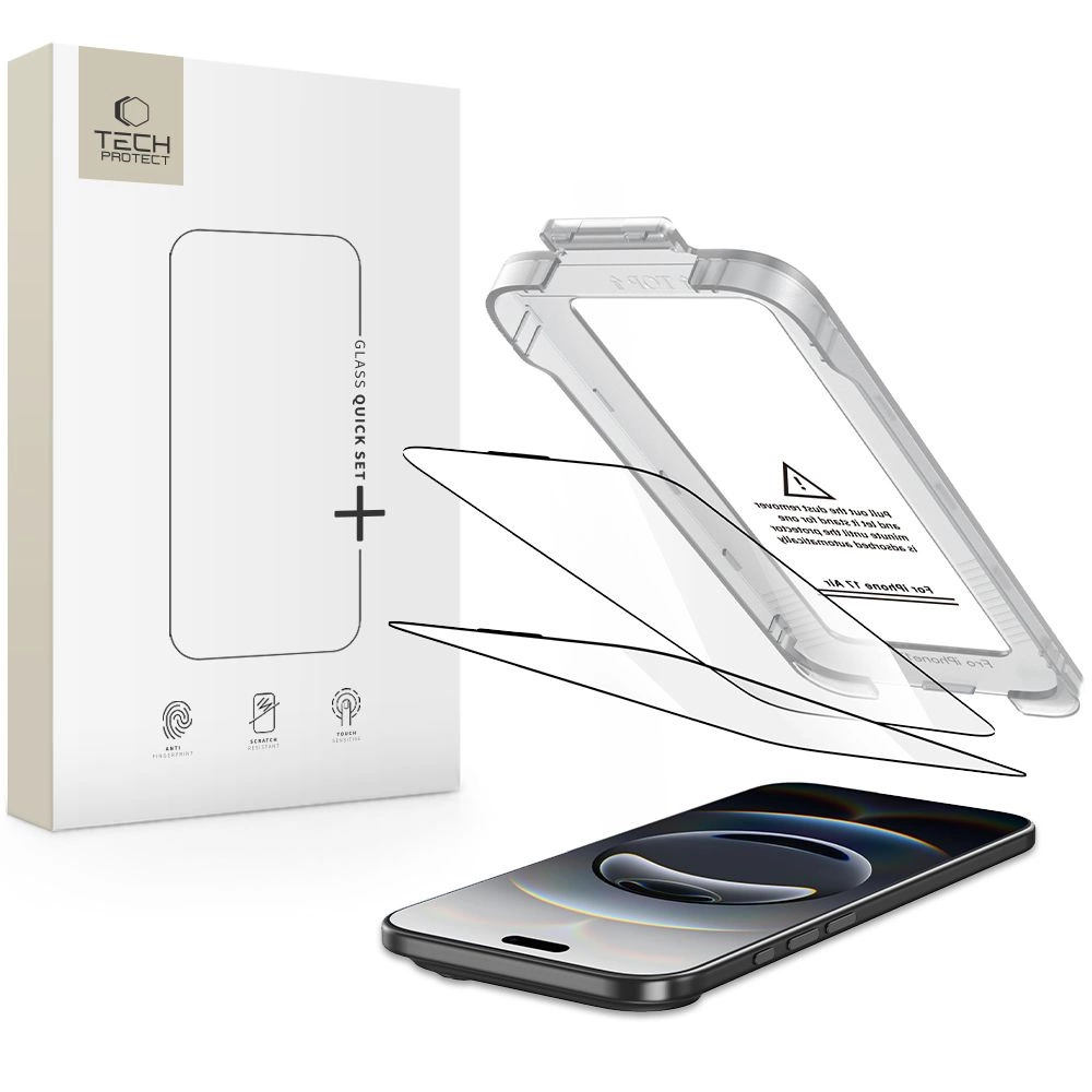 Tech-Protect Quick Set+ 2-pack tempered glass for iPhone 17 Air - blackeng