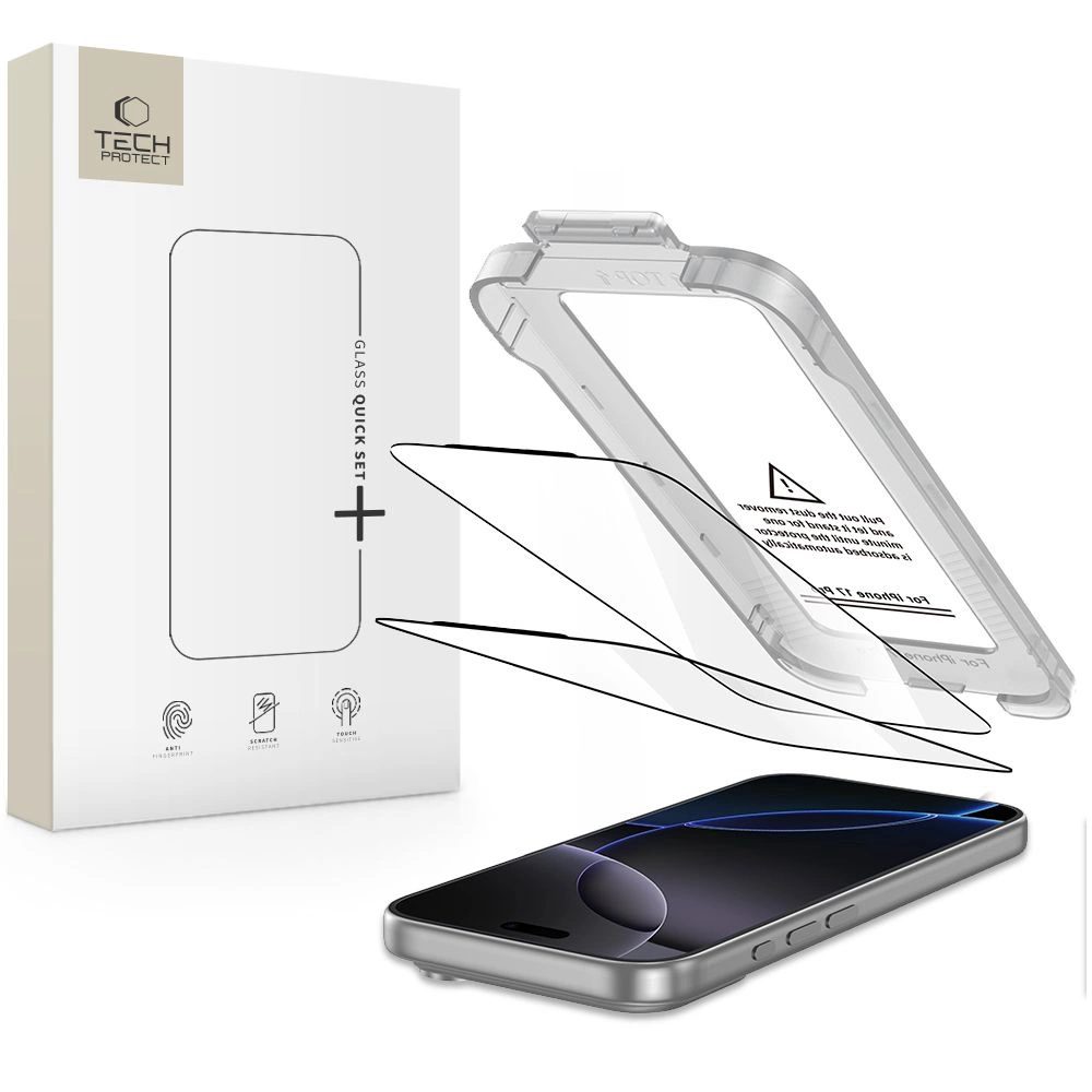 Tech-Protect Quick Set+ 2-pack tempered glass for iPhone 17 Pro Max - blackeng