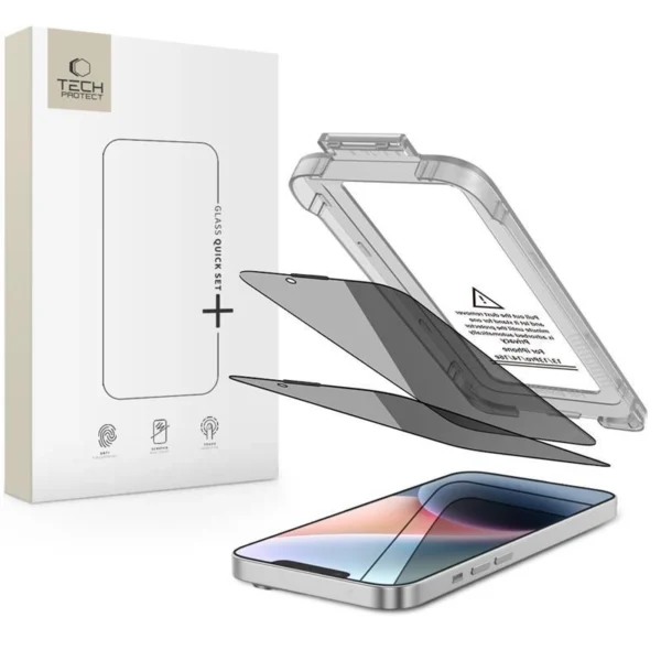 Tech-Protect Quick Set Spy+ Privacy Glass 2-pack for iPhone 13 / 13 Pro / 14 / 16eeng