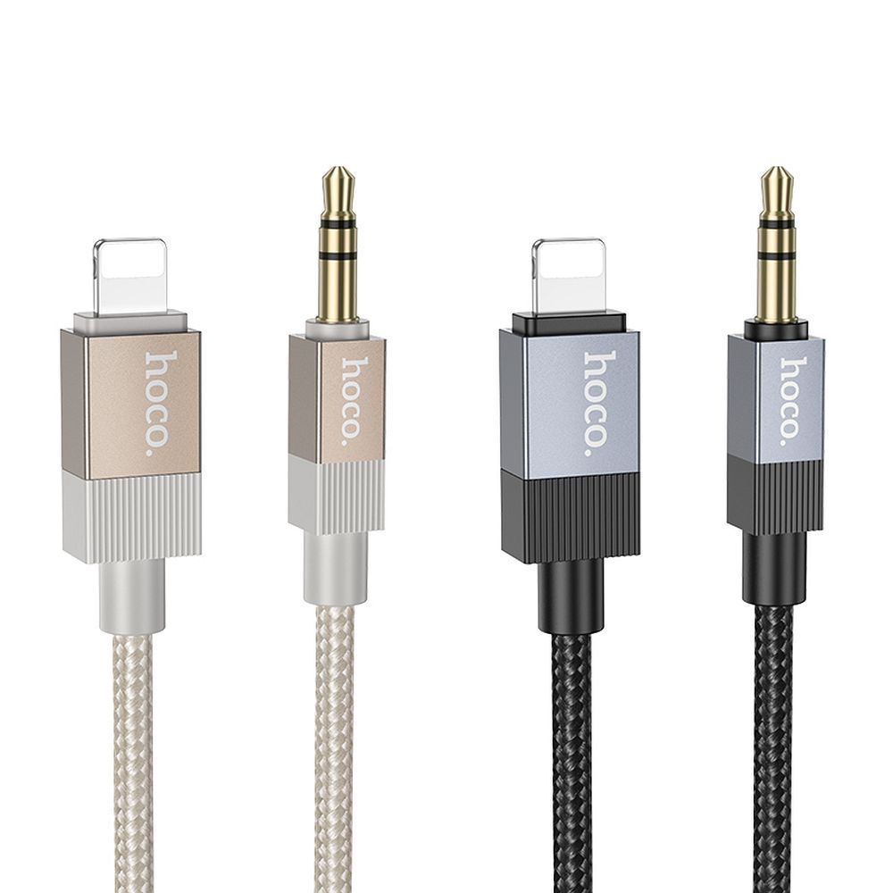 1d095e1f8a9d69289ac91effc4bb8d40 Cable AUX Jack 3,5 mm (male) to Lightning (male) Hoco 1 m UPA32A black