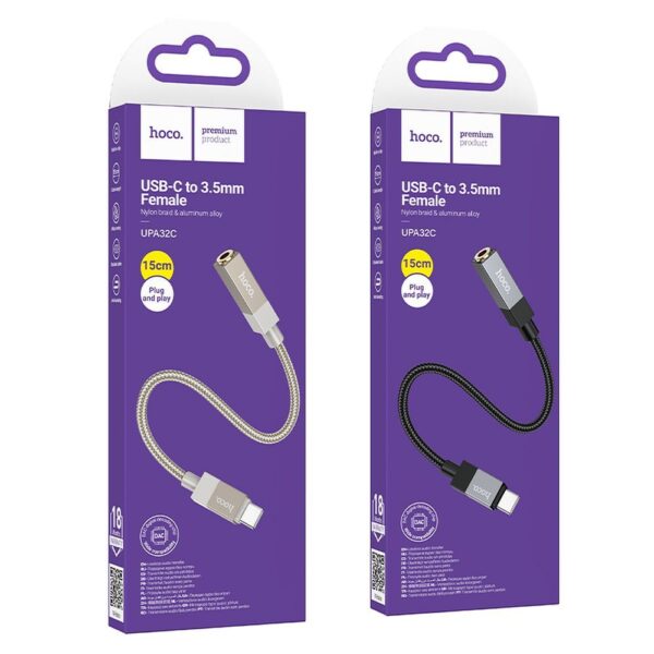 3e954d2936201fba37e8aacf45e66559 Adapter AUX USB C (male) to Jack 3,5 mm (female) Hoco UPA32C gold
