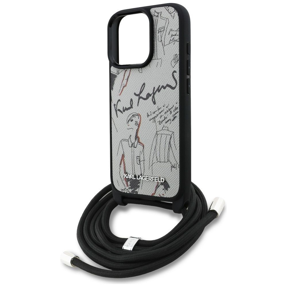 4d3480fb750ff9898b813ea9bda489c7 KARL LAGERFELD case for IPHONE 16 PRO MAX KLHCP16XPGGRMPCG compatible with MagSafe (CRSSBY Grained PU W/ Pattern & Logo) gray