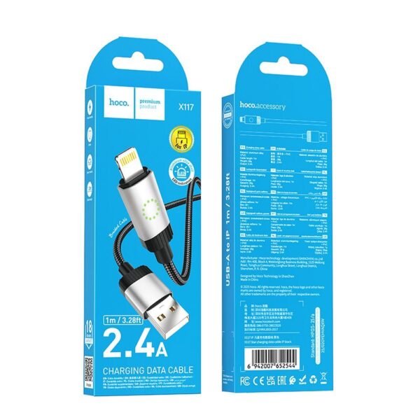 Cable USB A to Lightning Hoco 2,4A 1 m X117 black