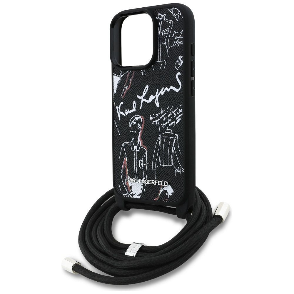 69f34cd462fd96e0a55a35dc900fe9be KARL LAGERFELD case for IPHONE 16 PRO MAX KLHCP16XPGGRMPCK compatible with MagSafe (CRSSBY Grained PU W/ Pattern & Logo) black