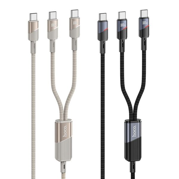6a014afbd15707db53bc3db51458915e Cable 2in1 USB C to USB C / USB C Hoco 5A 100W 1,2 m U139 gold