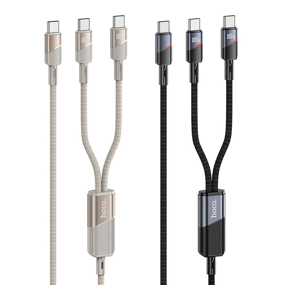 6a014afbd15707db53bc3db51458915e Cable 2in1 USB C to USB C / USB C Hoco 5A 100W 1,2 m U139 gold