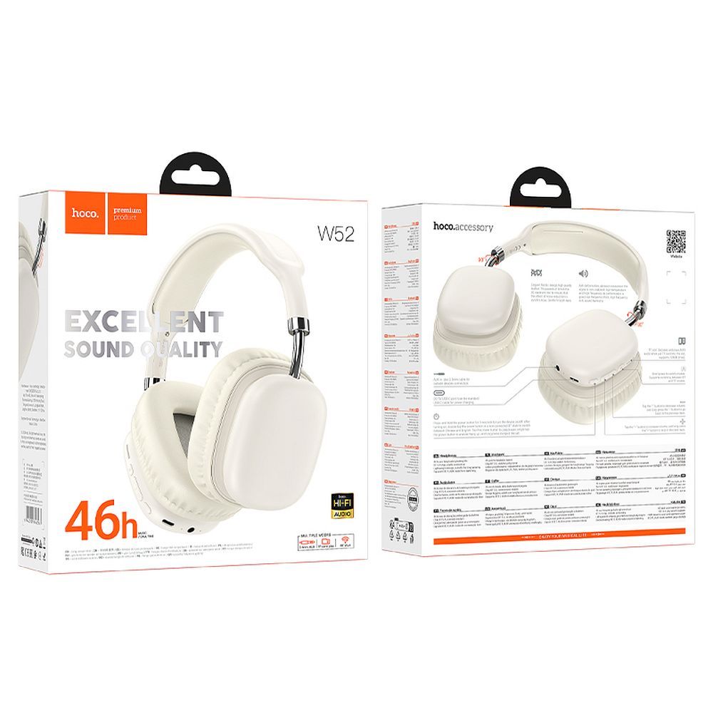 707498a3983f772e22f9226efff16051 HOCO wire headphones bluetooth W52 milky white