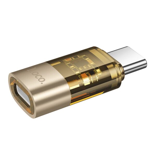 7b5086be3aff13fe5d0de4e110133b17 Adapter USB C to Lightning Hoco UA36D transparent gold