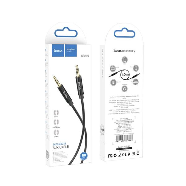 Cable AUX Jack 3,5 mm to Jack 3,5 mm Hoco 1 m UPA19 black