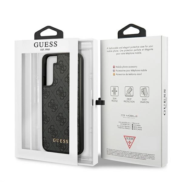 Guess GUHCS22SG4GFGR S22 S901 szary/grey hard case 4G Metal Gold Logoeng