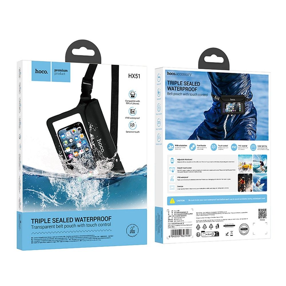 bc076f862e41ce3c48c94863691f8aab EOL Waterproof case for mobile phone Hoco IPX8 HX51 black
