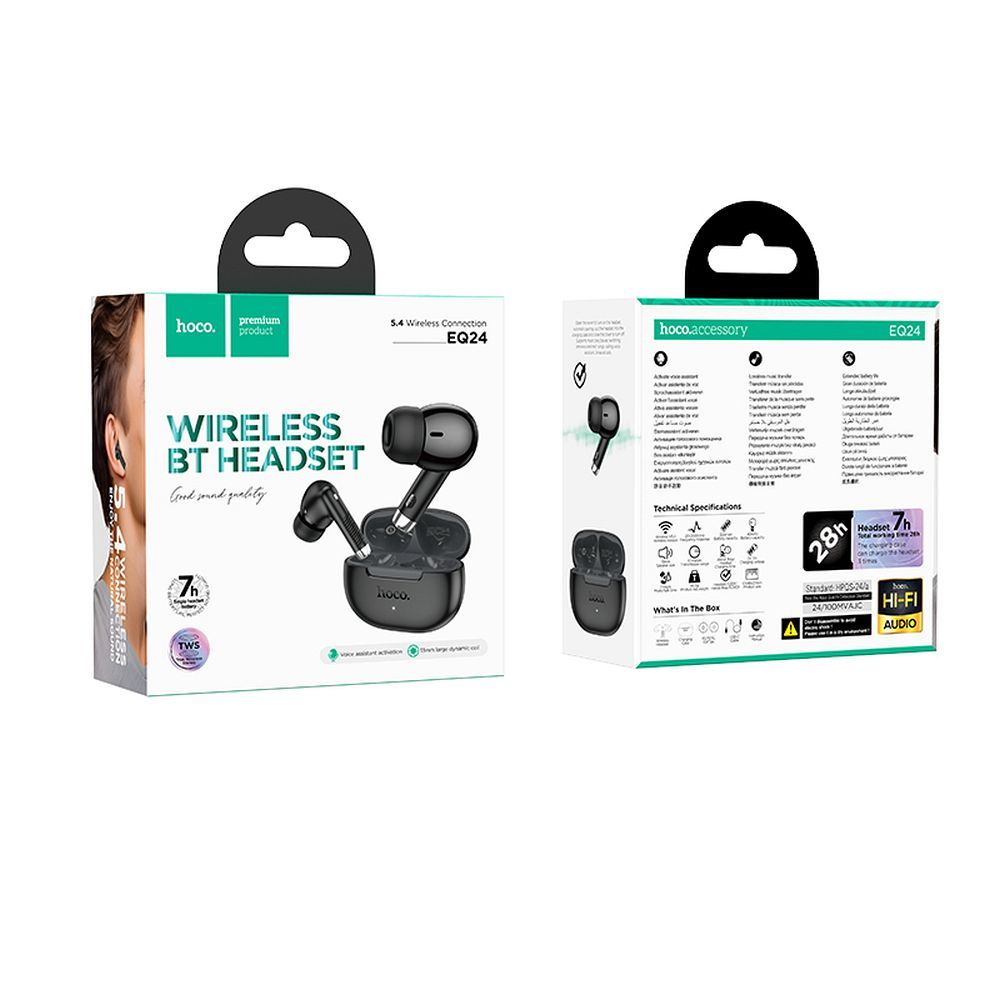bcccf8537acd90b857cb2ce15ef6ff5b HOCO wireless earphone bluetooth TWS EQ24 midnight black