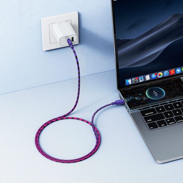c321e03b7c44b9fcc92194972235b244 Cable USB C to USB C Hoco 3A 60W 1 m X116 gradient purple