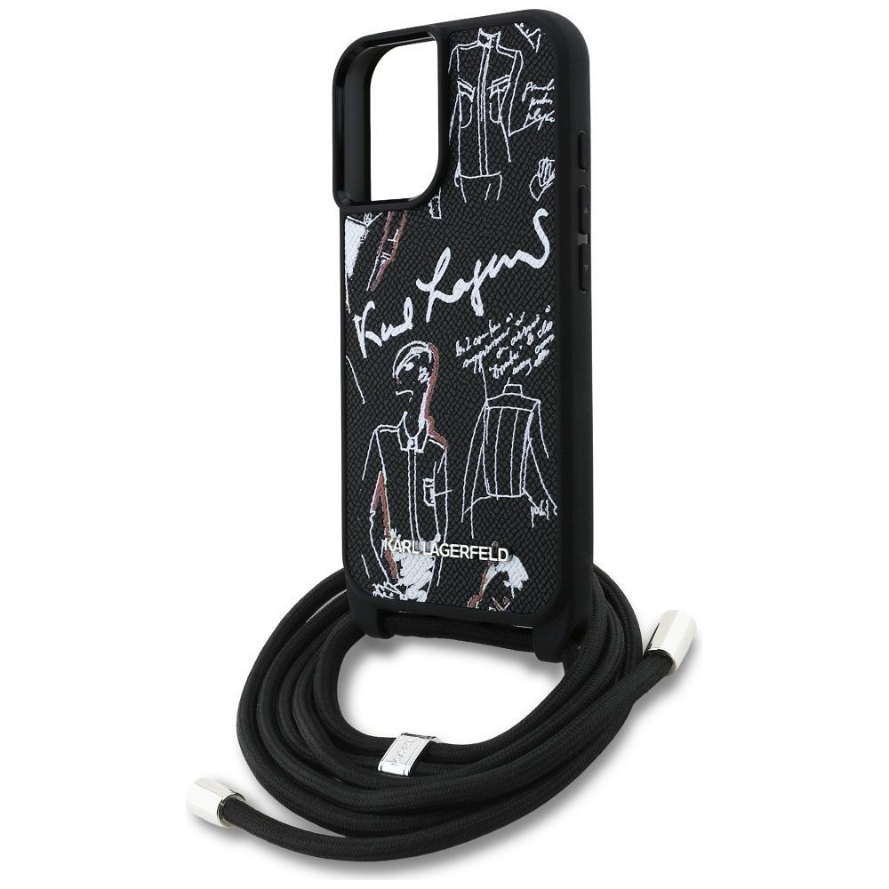 d7eaeac5b6b392a848c0f159cd932d1b KARL LAGERFELD case for IPHONE 16 KLHCP16SPGGRMPCK compatible with MagSafe (CRSSBY Grained PU W/ Pattern & Logo) black