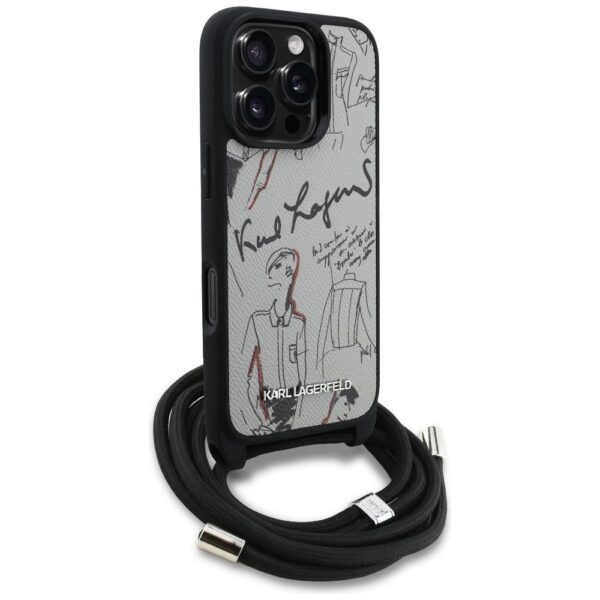 dc1cd23b483a65a619028d45f689e4b1 KARL LAGERFELD case for IPHONE 16 PRO MAX KLHCP16XPGGRMPCG compatible with MagSafe (CRSSBY Grained PU W/ Pattern & Logo) gray